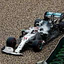 HOCKENHEIMRING, GERMANY - JULY 28: Lewis Hamilton, Mercedes AMG F1 W10 crashes into the wall during the German GP at Hockenheimring on July 28, 2019 in Hockenheimring, Germany. (Photo by Sam Bloxham / LAT Images)