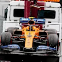 HOCKENHEIMRING, GERMANY - JULY 28: Car of Lando Norris, McLaren MCL34 on the back of a low loader during the German GP at Hockenheimring on July 28, 2019 in Hockenheimring, Germany. (Photo by Steven Tee / LAT Images)