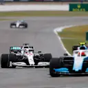 HOCKENHEIMRING, GERMANY - JULY 28: Robert Kubica, Williams FW42, leads Lewis Hamilton, Mercedes AMG F1 W10 during the German GP at Hockenheimring on July 28, 2019 in Hockenheimring, Germany. (Photo by Zak Mauger / LAT Images)