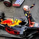 HOCKENHEIMRING, GERMANY - JULY 28: Race winner Max Verstappen, Red Bull Racing celebrates in Parc Ferme during the German GP at Hockenheimring on July 28, 2019 in Hockenheimring, Germany. (Photo by Steven Tee / LAT Images)