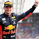HOCKENHEIMRING, GERMANY - JULY 28: Max Verstappen, Red Bull Racing, 1st position, on the podium during the German GP at Hockenheimring on July 28, 2019 in Hockenheimring, Germany. (Photo by Steven Tee / LAT Images)