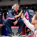 HOCKENHEIMRING, GERMANY - JULY 28: Otmar Szafnauer, Team Principal and CEO, Racing Point, and the Racing Point team celebrate a good result during the German GP at Hockenheimring on July 28, 2019 in Hockenheimring, Germany. (Photo by Zak Mauger / LAT Images)