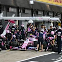 SILVERSTONE, UNITED KINGDOM - JULY 12: Lance Stroll, Racing Point RP19, in the pits during practice during the British GP at Silverstone on July 12, 2019 in Silverstone, United Kingdom. (Photo by Mark Sutton / Sutton Images)