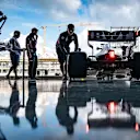 SILVERSTONE, UNITED KINGDOM - JULY 12: Sergio Perez, Racing Point RP19, is returned to the garage during the British GP at Silverstone on July 12, 2019 in Silverstone, United Kingdom. (Photo by Glenn Dunbar / LAT Images)
