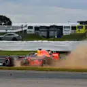 SILVERSTONE, UNITED KINGDOM - JULY 12: Max Verstappen, Red Bull Racing RB15, kicks up dust from the grass during the British GP at Silverstone on July 12, 2019 in Silverstone, United Kingdom. (Photo by Mark Sutton / Sutton Images)