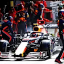 SILVERSTONE, UNITED KINGDOM - JULY 14: Pierre Gasly, Red Bull Racing RB15, makes a pit stop during the British GP at Silverstone on July 14, 2019 in Silverstone, United Kingdom. (Photo by Glenn Dunbar / LAT Images)