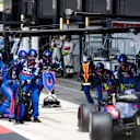 SILVERSTONE, UNITED KINGDOM - JULY 14: Daniil Kvyat, Toro Rosso STR14, comes in for a stop during the British GP at Silverstone on July 14, 2019 in Silverstone, United Kingdom. (Photo by Glenn Dunbar / LAT Images)