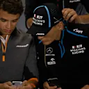 SILVERSTONE, UNITED KINGDOM - JULY 11: Lando Norris, McLaren and George Russell, Williams Racing In the Press Conference during the British GP at Silverstone on July 11, 2019 in Silverstone, United Kingdom. (Photo by Dom Romney / LAT Images)