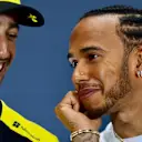 SILVERSTONE, UNITED KINGDOM - JULY 11: Lewis Hamilton, Mercedes AMG F1 and Daniel Ricciardo, Renault F1 Team in the Press Conference during the British GP at Silverstone on July 11, 2019 in Silverstone, United Kingdom. (Photo by Jerry Andre / LAT Images)