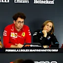 HUNGARORING, HUNGARY - AUGUST 02: Christian Horner, Team Principal, Red Bull Racing, Mattia Binotto, Team Principal Ferrari, Claire Williams, Deputy Team Principal, Williams Racing, and Beat Zehnder, Team Manager, Alfa Romeo Racing, in the team principals' Press Conference during the Hungarian GP at Hungaroring on August 02, 2019 in Hungaroring, Hungary. (Photo by Sam Bloxham / LAT Images)