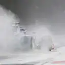 HUNGARORING, HUNGARY - AUGUST 03: Daniil Kvyat, Toro Rosso STR14, kicks up cement dust which was laid down to cover a heavy oil spill in the F2 race prior to the session during the Hungarian GP at Hungaroring on August 03, 2019 in Hungaroring, Hungary. (Photo by Sam Bloxham / LAT Images)