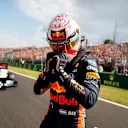 HUNGARORING, HUNGARY - AUGUST 03: Max Verstappen, Red Bull Racing, celebrates after securing his first pole position during the Hungarian GP at Hungaroring on August 03, 2019 in Hungaroring, Hungary. (Photo by Steven Tee / LAT Images)