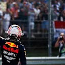 HUNGARORING, HUNGARY - AUGUST 03: Max Verstappen, Red Bull Racing, celebrates after securing his first pole position during the Hungarian GP at Hungaroring on August 03, 2019 in Hungaroring, Hungary. (Photo by Andy Hone / LAT Images)
