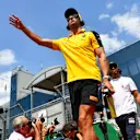 HUNGARORING, HUNGARY - AUGUST 04: Daniel Ricciardo, Renault F1 Team, and Lewis Hamilton, Mercedes AMG F1, in the drivers parade during the Hungarian GP at Hungaroring on August 04, 2019 in Hungaroring, Hungary. (Photo by Mark Sutton / Sutton Images)