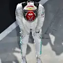 HUNGARORING, HUNGARY - AUGUST 04: Lewis Hamilton, Mercedes AMG F1, 1st position, celebrates in Parc Ferme during the Hungarian GP at Hungaroring on August 04, 2019 in Hungaroring, Hungary. (Photo by Jerry Andre / LAT Images)