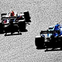 SUZUKA, JAPAN - OCTOBER 13: Max Verstappen of the Netherlands driving the (33) Aston Martin Red Bull Racing RB15 leads George Russell of Great Britain driving the (63) Rokit Williams Racing FW42 Mercedes on track during the F1 Grand Prix of Japan at Suzuka Circuit on October 13, 2019 in Suzuka, Japan. (Photo by Clive Mason/Getty Images)