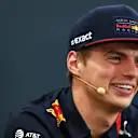 SUZUKA, JAPAN - OCTOBER 10: Max Verstappen of Netherlands and Red Bull Racing talks in the Drivers Press Conference during previews ahead of the F1 Grand Prix of Japan at Suzuka Circuit on October 10, 2019 in Suzuka, Japan. (Photo by Dan Istitene/Getty Images)