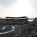 MEXICO CITY, MEXICO - OCTOBER 27: Sergio Perez of Mexico driving the (11) Racing Point RP19 Mercedes leads Daniel Ricciardo of Australia driving the (3) Renault Sport Formula One Team RS19 on track during the F1 Grand Prix of Mexico at Autodromo Hermanos Rodriguez on October 27, 2019 in Mexico City, Mexico. (Photo by Charles Coates/Getty Images)