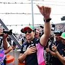 MEXICO CITY, MEXICO - OCTOBER 27: Sergio Perez of Mexico and Racing Point waves to the crowd on the drivers parade before the F1 Grand Prix of Mexico at Autodromo Hermanos Rodriguez on October 27, 2019 in Mexico City, Mexico. (Photo by Clive Mason/Getty Images)