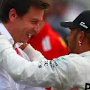 MEXICO CITY, MEXICO - OCTOBER 27: Race winner Lewis Hamilton of Great Britain and Mercedes GP celebrates with Mercedes GP Executive Director Toto Wolff in parc ferme during the F1 Grand Prix of Mexico at Autodromo Hermanos Rodriguez on October 27, 2019 in Mexico City, Mexico. (Photo by Dan Istitene/Getty Images)