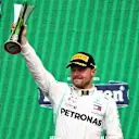 MEXICO CITY, MEXICO - OCTOBER 27: Third placed Valtteri Bottas of Finland and Mercedes GP celebrates on the podium during the F1 Grand Prix of Mexico at Autodromo Hermanos Rodriguez on October 27, 2019 in Mexico City, Mexico. (Photo by Mark Thompson/Getty Images)
