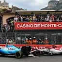 MONTE CARLO, MONACO - MAY 26: Antonio Giovinazzi, Alfa Romeo Racing C38, makes contact with Robert Kubica, Williams FW42 during the Monaco GP at Monte Carlo on May 26, 2019 in Monte Carlo, Monaco. (Photo by Jerry Andre / Sutton Images)