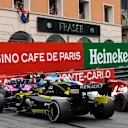 MONTE CARLO, MONACO - MAY 26: Robert Kubica, Williams FW42, spins after contact and blocks the track ahead of Antonio Giovinazzi, Alfa Romeo Racing C38, Sergio Perez, Racing Point RP19, and Nico Hulkenberg, Renault R.S. 19 during the Monaco GP at Monte Carlo on May 26, 2019 in Monte Carlo, Monaco. (Photo by Jerry Andre / Sutton Images)