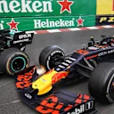 MONTE CARLO, MONACO - MAY 26: Max Verstappen, Red Bull Racing RB15, makes contact with leader Lewis Hamilton, Mercedes AMG F1 W10, in the closing stages of the race during the Monaco GP at Monte Carlo on May 26, 2019 in Monte Carlo, Monaco. (Photo by Hasan Bratic / Sutton Images)