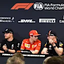 MONTE CARLO, MONACO - MAY 22: Daniel Ricciardo, Renault F1 Team, Valtteri Bottas, Mercedes AMG F1, Charles Leclerc, Ferrari, Max Verstappen, Red Bull Racing and Robert Kubica, Williams Racing in Press Conference during the Monaco GP at Monte Carlo on May 22, 2019 in Monte Carlo, Monaco. (Photo by Gareth Harford / Sutton Images)