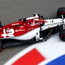 SOCHI, RUSSIA - SEPTEMBER 27: Kimi Raikkonen of Finland driving the (7) Alfa Romeo Racing C38 Ferrari on track during practice for the F1 Grand Prix of Russia at Sochi Autodrom on September 27, 2019 in Sochi, Russia. (Photo by Charles Coates/Getty Images)