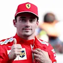 SOCHI, RUSSIA - SEPTEMBER 28: Pole position qualifier Charles Leclerc of Monaco and Ferrari celebrates in parc ferme during qualifying for the F1 Grand Prix of Russia at Sochi Autodrom on September 28, 2019 in Sochi, Russia. (Photo by Mark Thompson/Getty Images)
