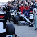 SOCHI, RUSSIA - SEPTEMBER 29: Race winner Lewis Hamilton of Great Britain and Mercedes GP celebrates in parc ferme during the F1 Grand Prix of Russia at Sochi Autodrom on September 29, 2019 in Sochi, Russia. (Photo by Charles Coates/Getty Images)