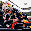 SOCHI, RUSSIA - SEPTEMBER 29: Max Verstappen of Netherlands and Red Bull Racing prepares to drive in the garage before the F1 Grand Prix of Russia at Sochi Autodrom on September 29, 2019 in Sochi, Russia. (Photo by Mark Thompson/Getty Images)