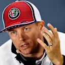 SOCHI, RUSSIA - SEPTEMBER 26: Kimi Raikkonen of Finland and Alfa Romeo Racing talks in the Drivers