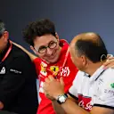 CIRCUIT DE BARCELONA-CATALUNYA, SPAIN - MAY 10: Guenther Steiner, Team Principal, Haas F1, Mattia Binotto, Team Principal Ferrari, Frederic Vasseur, Team Principal, Alfa Romeo Racing, and Franz Tost, Team Principal, Toro Rosso, in the team principals Press Conference during the Spanish GP at Circuit de Barcelona-Catalunya on May 10, 2019 in Circuit de Barcelona-Catalunya, Spain. (Photo by Simon Galloway / Sutton Images)