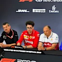 CIRCUIT DE BARCELONA-CATALUNYA, SPAIN - MAY 10: Mario Isola, Racing Manager, Pirelli Motorsport, Guenther Steiner, Team Principal, Haas F1, Mattia Binotto, Team Principal Ferrari, Frederic Vasseur, Team Principal, Alfa Romeo Racing, and Franz Tost, Team Principal, Toro Rosso, in the team principals Press Conference during the Spanish GP at Circuit de Barcelona-Catalunya on May 10, 2019 in Circuit de Barcelona-Catalunya, Spain. (Photo by Simon Galloway / Sutton Images)