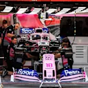 CIRCUIT DE BARCELONA-CATALUNYA, SPAIN - MAY 11: Mechanics work on the car of Lance Stroll, Racing Point RP19, in the garage during the Spanish GP at Circuit de Barcelona-Catalunya on May 11, 2019 in Circuit de Barcelona-Catalunya, Spain. (Photo by Steven Tee / LAT Images)