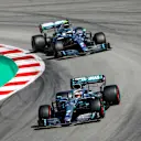 CIRCUIT DE BARCELONA-CATALUNYA, SPAIN - MAY 12: Lewis Hamilton, Mercedes AMG F1 W10 leads Valtteri Bottas, Mercedes AMG W10 during the Spanish GP at Circuit de Barcelona-Catalunya on May 12, 2019 in Circuit de Barcelona-Catalunya, Spain. (Photo by Andy Hone / LAT Images)