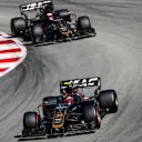 CIRCUIT DE BARCELONA-CATALUNYA, SPAIN - MAY 12: Kevin Magnussen, Haas VF-19 leads Romain Grosjean, Haas VF-19 during the Spanish GP at Circuit de Barcelona-Catalunya on May 12, 2019 in Circuit de Barcelona-Catalunya, Spain. (Photo by Andy Hone / LAT Images)
