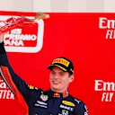 CIRCUIT DE BARCELONA-CATALUNYA, SPAIN - MAY 12: Max Verstappen, Red Bull Racing celebrates on the podium with the trophy during the Spanish GP at Circuit de Barcelona-Catalunya on May 12, 2019 in Circuit de Barcelona-Catalunya, Spain. (Photo by Zak Mauger / LAT Images)