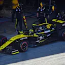 CIRCUIT DE BARCELONA-CATALUNYA, SPAIN - MAY 12: Nico Hulkenberg, Renault R.S. 19, eaves his pit box during the Spanish GP at Circuit de Barcelona-Catalunya on May 12, 2019 in Circuit de Barcelona-Catalunya, Spain. (Photo by Jerry Andre / Sutton Images)
