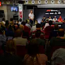 CIRCUIT DE BARCELONA-CATALUNYA, SPAIN - MAY 09: Pierre Gasly, Red Bull Racing, Valtteri Bottas, Mercedes AMG F1, Carlos Sainz Jr, McLaren, Sebastian Vettel, Ferrari and George Russell, Williams Racing in Press Conference during the Spanish GP at Circuit de Barcelona-Catalunya on May 09, 2019 in Circuit de Barcelona-Catalunya, Spain. (Photo by Mark Sutton / Sutton Images)