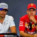 CIRCUIT DE BARCELONA-CATALUNYA, SPAIN - MAY 09: Carlos Sainz Jr, McLaren and Sebastian Vettel, Ferrari in Press Conference during the Spanish GP at Circuit de Barcelona-Catalunya on May 09, 2019 in Circuit de Barcelona-Catalunya, Spain. (Photo by Mark Sutton / Sutton Images)