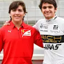 BAHRAIN INTERNATIONAL CIRCUIT, BAHRAIN - APRIL 02: Pietro Fittipaldi, Haas F1 Team, with younger brother Enzo Fittipaldi during the Bahrain April testing at Bahrain International Circuit on April 02, 2019 in Bahrain International Circuit, Bahrain. (Photo by Mark Sutton / Sutton Images)