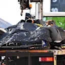 CIRCUIT DE BARCELONA-CATALUNYA, SPAIN - FEBRUARY 21: The car of Lando Norris, McLaren MCL34 is recovered to the pits during the Barcelona February testing at Circuit de Barcelona-Catalunya on February 21, 2019 in Circuit de Barcelona-Catalunya, Spain. (Photo by Mark Sutton / Sutton Images)