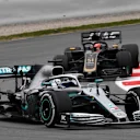 CIRCUIT DE BARCELONA-CATALUNYA, SPAIN - FEBRUARY 20: Valtteri Bottas, Mercedes-AMG F1 W10 EQ Power+ and Pietro Fittipaldi, Haas VF-19 during the Barcelona February testing at Circuit de Barcelona-Catalunya on February 20, 2019 in Circuit de Barcelona-Catalunya, Spain. (Photo by Mark Sutton / Sutton Images)