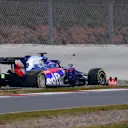 CIRCUIT DE BARCELONA-CATALUNYA, SPAIN - FEBRUARY 19: Alex Albon, Scuderia Toro Rosso STR14 stops on track during the Barcelona February testing at Circuit de Barcelona-Catalunya on February 19, 2019 in Circuit de Barcelona-Catalunya, Spain. (Photo by Jerry Andre / Sutton Images)
