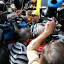 CIRCUIT DE BARCELONA-CATALUNYA, SPAIN - FEBRUARY 19: Daniel Ricciardo, Renault Sport F1 Team amongst the media scrumb during the Barcelona February testing at Circuit de Barcelona-Catalunya on February 19, 2019 in Circuit de Barcelona-Catalunya, Spain. (Photo by Carl Bingham / LAT Images)