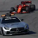 CIRCUIT DE BARCELONA-CATALUNYA, SPAIN - FEBRUARY 28: Safety Car leads Charles Leclerc, Ferrari SF90 during the Barcelona February testing II at Circuit de Barcelona-Catalunya on February 28, 2019 in Circuit de Barcelona-Catalunya, Spain. (Photo by Jerry Andre / Sutton Images)