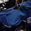 CIRCUIT DE BARCELONA-CATALUNYA, SPAIN - FEBRUARY 28: The crashed car of Pierre Gasly, Red Bull Racing RB15 is recovered to the pits during the Barcelona February testing II at Circuit de Barcelona-Catalunya on February 28, 2019 in Circuit de Barcelona-Catalunya, Spain. (Photo by Zak Mauger / LAT Images)